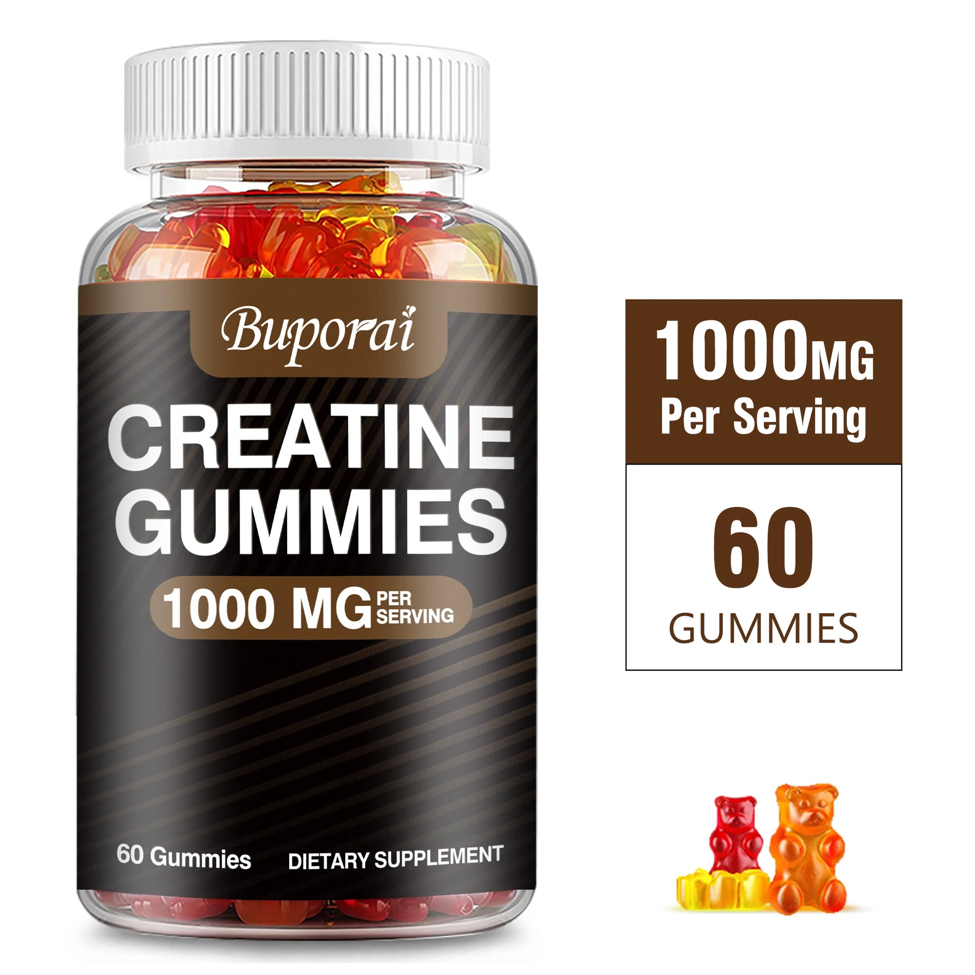 Creatine Monohydrate - Boost Energy, Build Muscle Mass, and Improve Athletic Performance - 60 Gummies