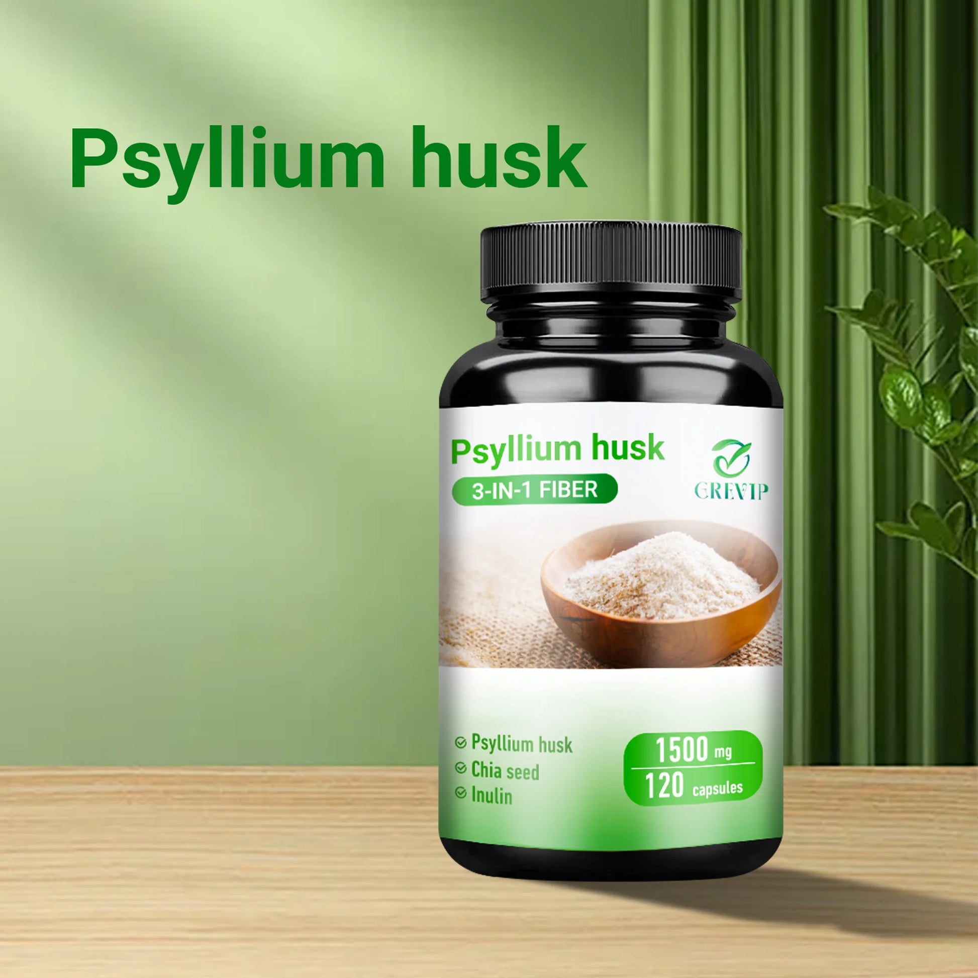 Psyllium Husk Supplement - Natural Soluble Fiber - Improve Digestion and Relieve Bloating, Intestinal Health - 120 Capsules