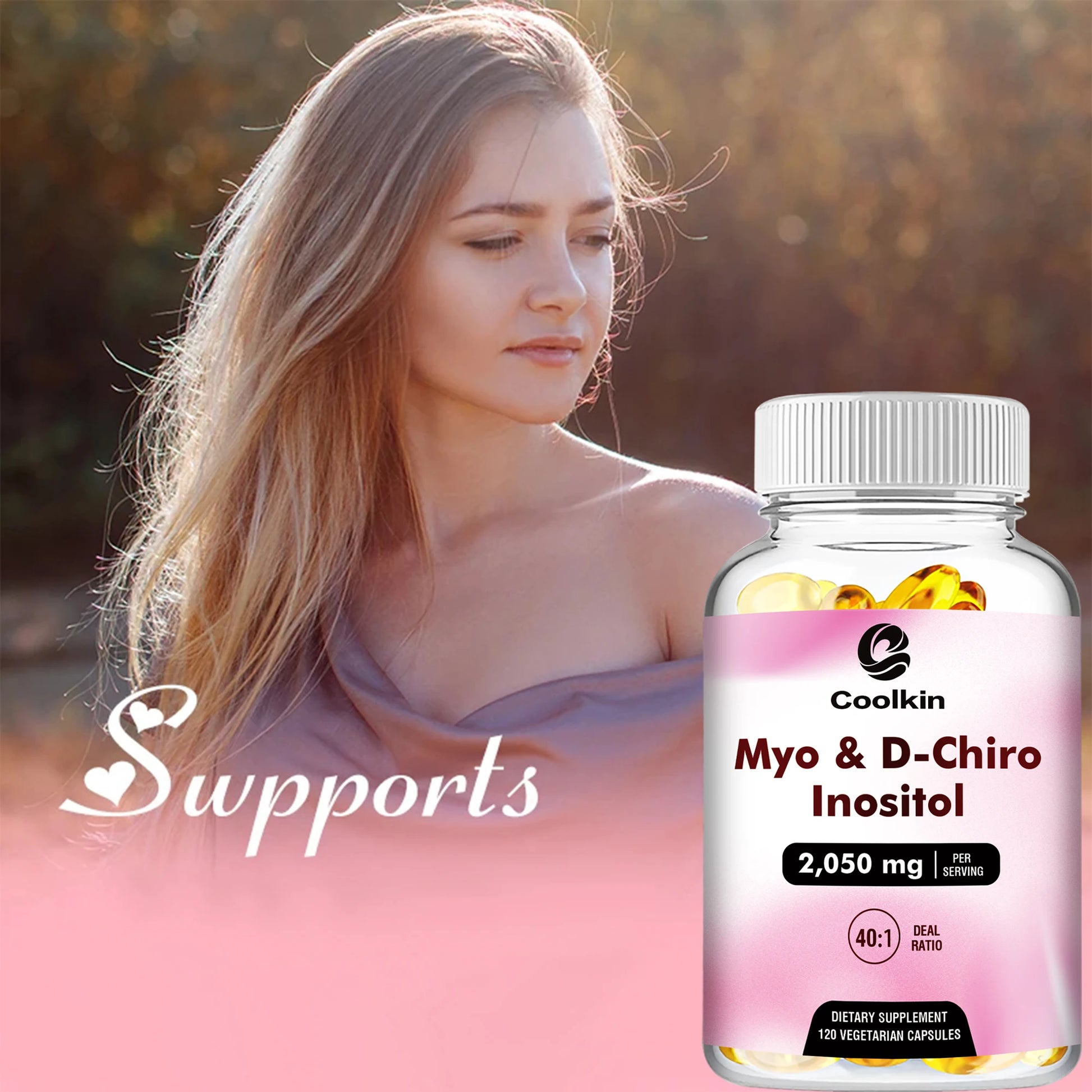 Myo & D-Chiro Inositol Capsules - Supports Ovarian Function,Hormone Balance,Fertility Supplements for Women - 120 Capsules