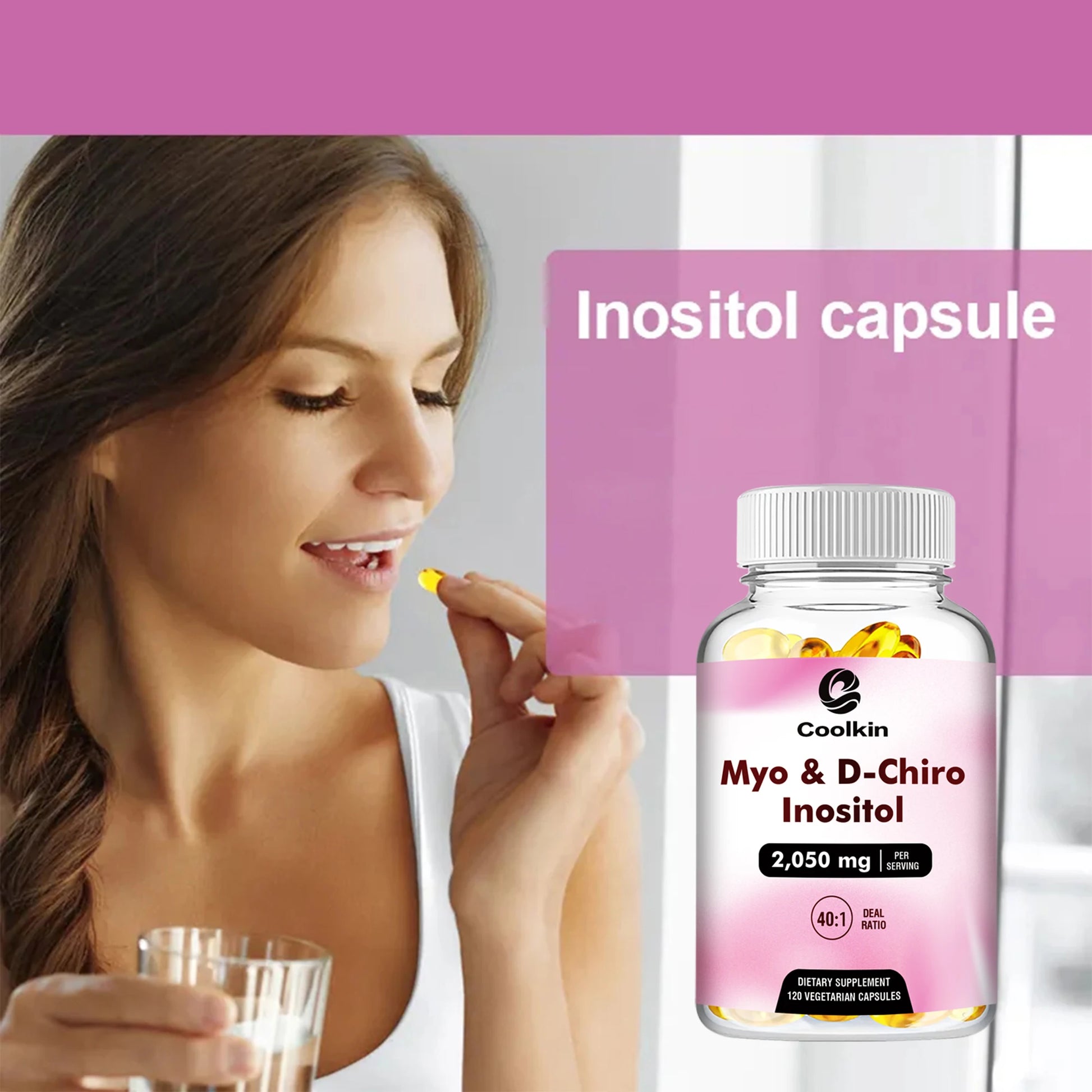 Myo & D-Chiro Inositol Capsules - Supports Ovarian Function,Hormone Balance,Fertility Supplements for Women - 120 Capsules
