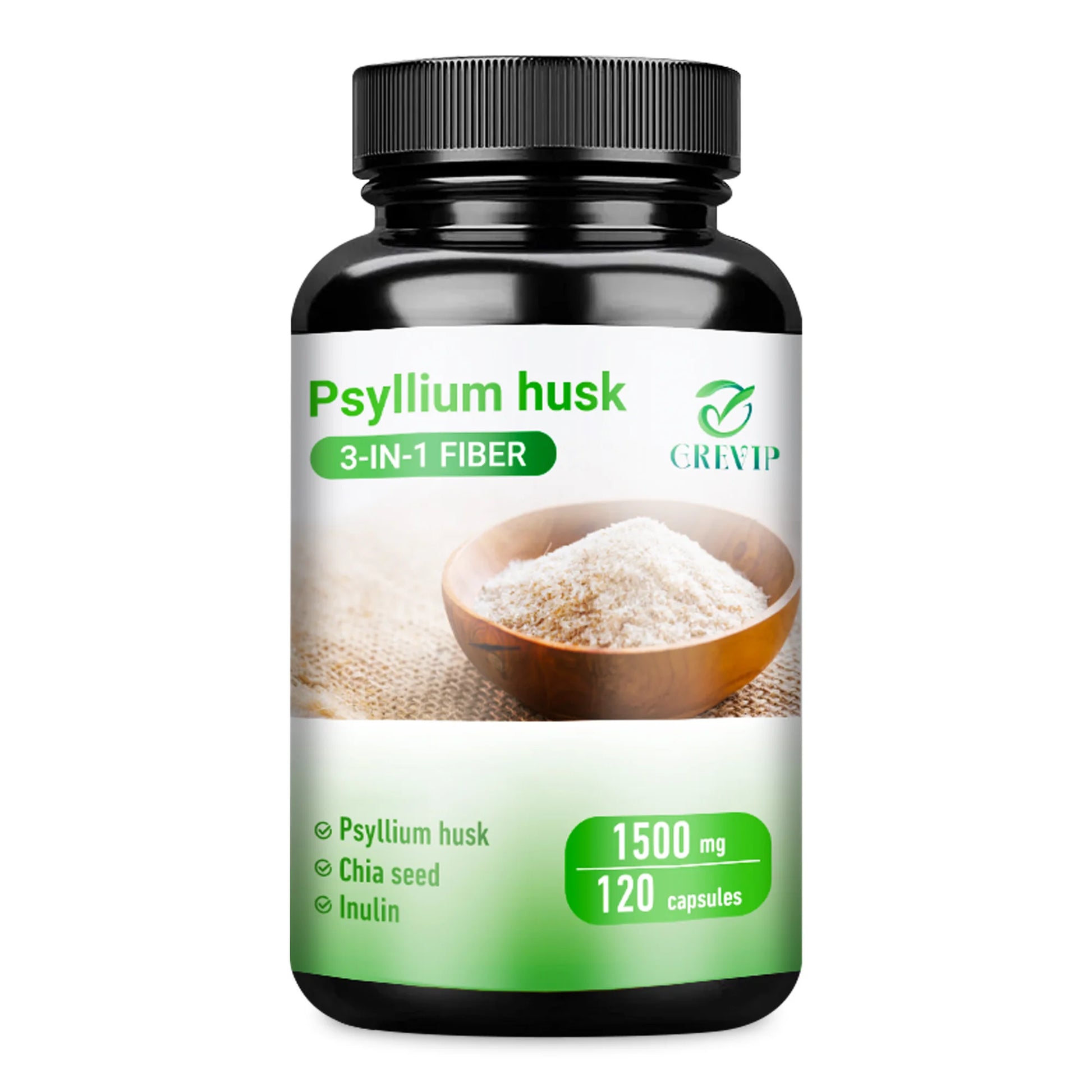 Psyllium Husk Supplement - Natural Soluble Fiber - Improve Digestion and Relieve Bloating, Intestinal Health - 120 Capsules