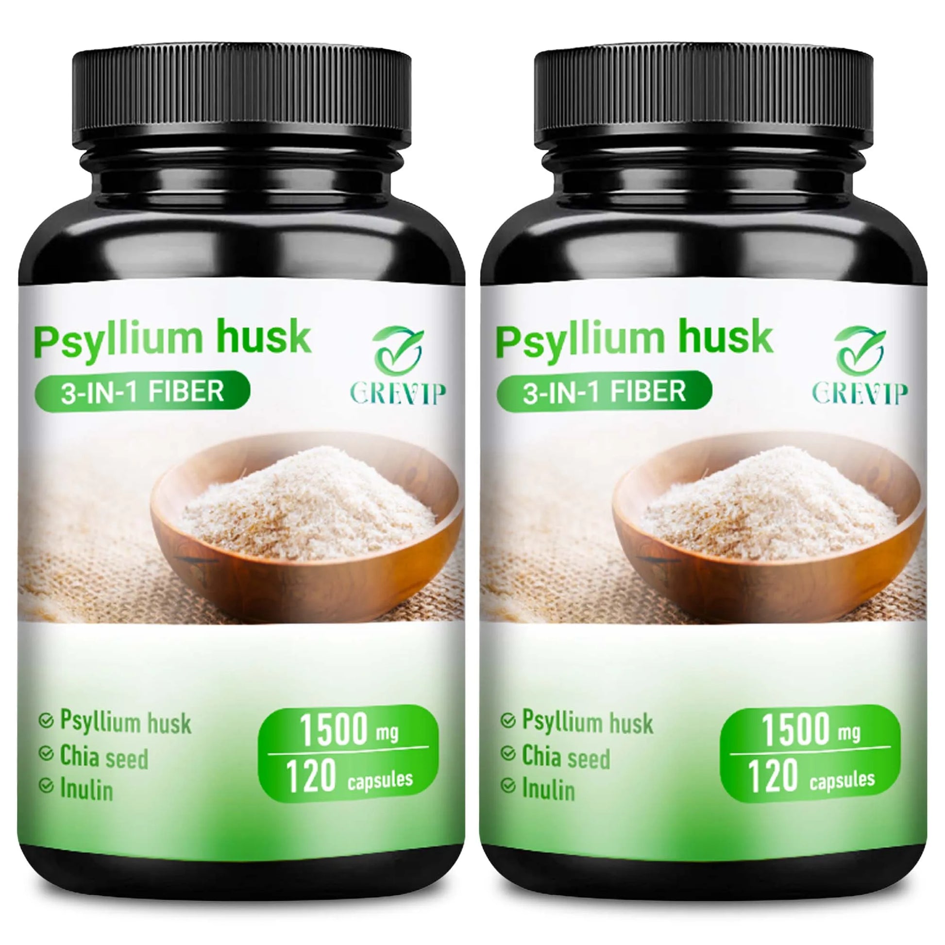 Psyllium Husk Supplement - Natural Soluble Fiber - Improve Digestion and Relieve Bloating, Intestinal Health - 120 Capsules