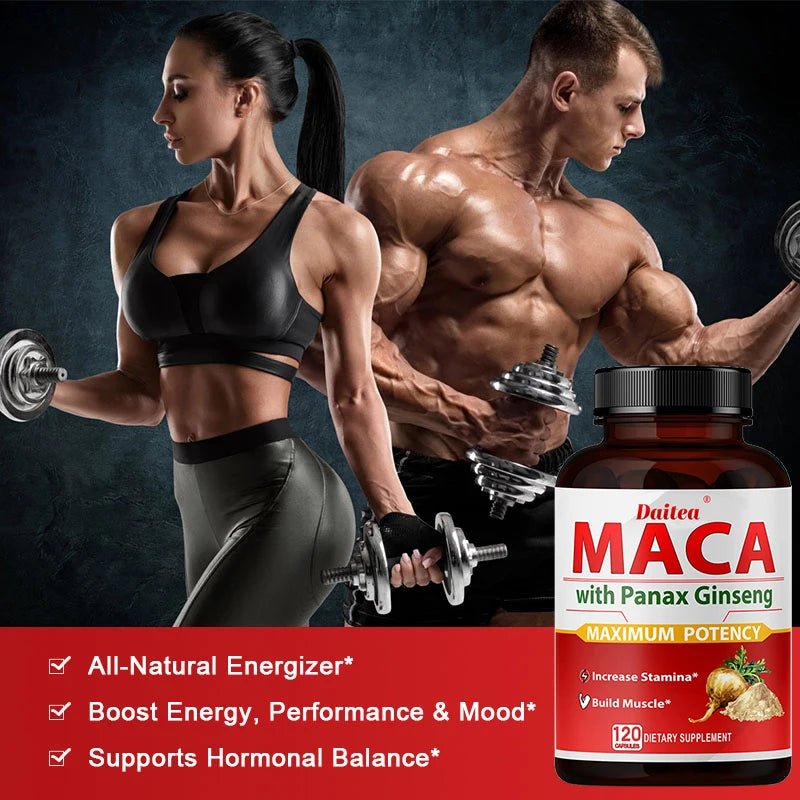 Organic Peruvian Maca Root Extract, Supports Energy and Stamina, Staying Power, Natural Energy Booster, 120 Capsules