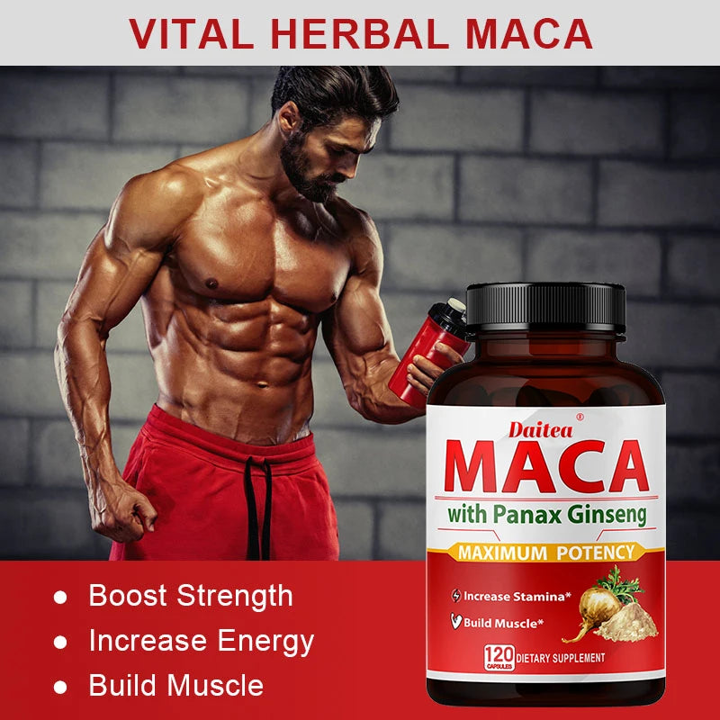Organic Peruvian Maca Root Extract, Supports Energy and Stamina, Staying Power, Natural Energy Booster, 120 Capsules