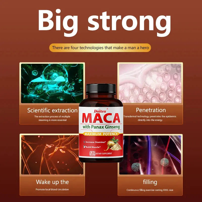 Organic Peruvian Maca Root Extract, Supports Energy and Stamina, Staying Power, Natural Energy Booster, 120 Capsules