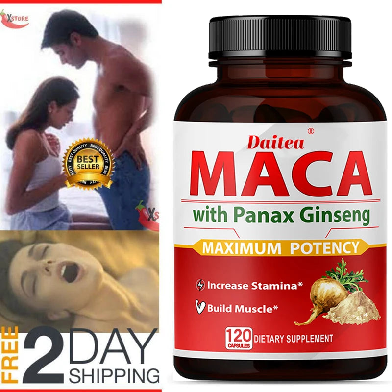 Organic Peruvian Maca Root Extract, Supports Energy and Stamina, Staying Power, Natural Energy Booster, 120 Capsules